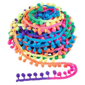 TEMU 1세트 20야드 무지개 색상 폴리에스터 폼폼 볼 태슬 트림 리본 커튼 패브릭 창의적 액세서리 추수감사절 새해 선물 공예 재료 스티커 수제 세트