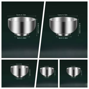 TEMU 5개 SUS304 두꺼운 스테인리스 스틸 이중층 내열성 그릇 성인용 그릇 밥그릇 가정용 그릇 고기 수프 밥그릇 수프 그릇, 디저트 그릇