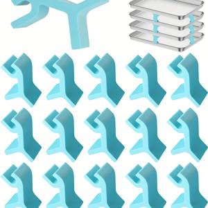 TEMU 16개 스택 가능한 베이킹 시트 정리 클립, 플라스틱 직사각형 시트 팬 스택링 클립, 손세척 전용, 쿠키 시트용 다목적 주방 보관, 크리스마스, 데이, 무하라름/이슬람 신년을 위한 공간 절약형 트레이 홀더