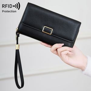 TEMU MIYIN 빈티지 RFID 차단 여성용 지갑 - 대용량 지퍼 클러치, 손목 스트랩, 다수의 카드 슬롯 및 동전 지갑, 블랙, 레드, 브라운, 틸, 또는 핑크, 지갑 및 지갑