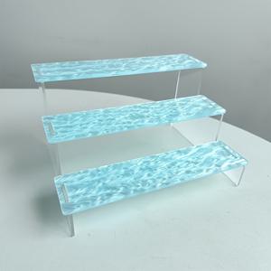 TEMU 1pc JCJX 3단 아크릴 디스플레이 선반, 물결 모양 브래킷 선반, 사무실 장식, 수공예품, 장난감, 수집품, 향수, 화장품, 파티 음식 - 포장 가능, 조립식