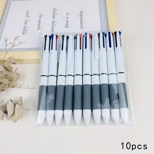 TEMU 10개 세트, 3색 볼펜 10개, 빨강, 파랑, 검정 잉크 포함, 측면 누르면 리트랙터블 젤 펜 팁, 빠른 건조 및 쉬운 쓰기, 학생 및 사무실용