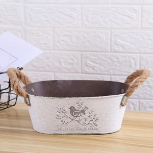 TEMU 1pc 클래식 빈티지 스타일 금속 플랜터, 장식용 실내 및 실외 미니 바렐, 가벼운 철공예 꽃병, 비정형 모양, 바닥 설치