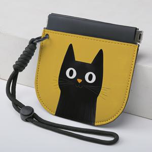 TEMU 1개의 검은 고양이 무늬 프린트 여권 지갑, 스타일리시한 여성용 동전 지갑, 손목 끈이 달린 클러치, 미니 손목 가방, 멋진 미니 지갑, 통근 중 카드와 현금을 휴대하도록 디자인됨; 프린트 위치는 다를 수 있습니다.