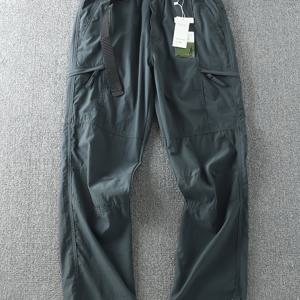 TEMU 무료 벨트가 포함된 남성용 아웃도어 팬츠, 루즈핏, 신축성이 없는 단색, 사이클링, 하이킹, 캠핑, 낚시, 스포츠, 캐주얼 및 일상 착용을 위한 멀티포켓 팬츠, 여름 봄 가을 삼계절|남자벨트|여름바지