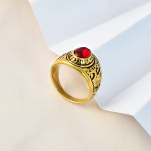 TEMU 1 빈티지 영감 스테인리스 스틸 반지, 컬러풀 보석 장식 - 우아한 레트로 디자인, 데이 & 생일 선물에 이상적, 사계절 내내 사용 가능한 다용도 주얼리