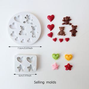 TEMU 2개 미니 러브 베어 실리콘 몰드, 수제 캔들 DIY 몰드, 꽃 실리콘 몰드, 차량용 아로마테라피 석고 만들기 몰드, 점토 몰드, 주얼리 DIY 만들기 몰드, 수제 드롭 글루 몰드, 캔들 몰드, 발렌타인데이를 위한 최고의 선물. 몰드 제작이 간단하고 사용하기 쉽고 탈형이 쉽습니다