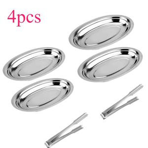 TEMU 2/3/4개 저녁 식사용 스테인리스 스틸 접시, 타원형 접시, 깊은 접시, 서양식 접시, 생선 접시, 스테이크 접시, 스낵 접시, 치킨 접시, 저녁 식사용, 소풍 및 캠핑용