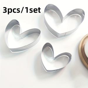 TEMU 3pcs 스테인리스 스틸 하트 모양 쿠키 및 과일 커터 세트 - 손수작업, 충전되지 않음, 데이 베이킹, 체리 케이크 및 설탕 공예, 케이크 및 쿠키 장식, 하트 모양의 캔디 모양, 초콜릿 커터, 케이크 장식 모양, 베이킹 도구, 주방 가제트, 데이 홈 주방 액세서리