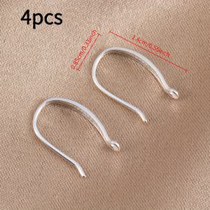 TEMU 4개 S925 실버 이어 후크 클래식 피쉬 후크 모양 귀걸이 홀더, 펜던트 걸이용 홀이 있는 DIY 여성용 귀걸이 순은 주얼리 만들기 재료