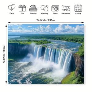 TEMU 2D 평면, 1개 조용한 강 폭포 장식 이벤트 사진 배경 천 – 파티와 모임에 이상적, 사진과 장식에 즉각적인 스타일 추가