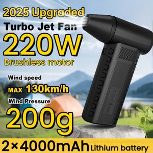 TEMU 새로운 브러시리스 모터 터빈 제트 팬, 고속 터보 냉각 공기 건조기 블로워, 자동차 먼지 제거 및 앞유리 눈 치우기, 잎 불어내기, 컴퓨터 케이스 청소를 위한 4단계 풍속 조절, 4000mAh*2 충전식 배터리 핸드헬드 터보팬, 보관 가방이 포함된 4개의 분리형 허리케인 노즐 - 세련된 블랙|차량용선풍기