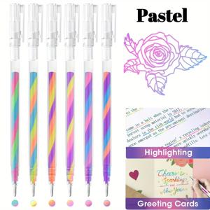 TEMU 【6/18개 마법 젤 펜 세트】DOMUUH 6/18개 마법 젤 펜 세트, 색상 변경 파스텔 네온 글리터, 넓은 팁, 가벼운 플라스틱, 둥근 몸체, 스틱 구조, 성인용 컬러링, 낙서, 스크랩북킹, 저널링을 위한 클릭 오프 캡, 개학 시즌, 사무실 필수품