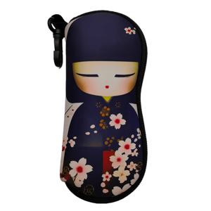 TEMU 1개 일본 기샤 & 벚꽃 디자인 소프트 네오프렌 안경 케이스 - 방수 경량 보호 파우치, 남녀 공용, 모든 사이즈에 적합, 내구성 있는 액세서리, 슬림한 지퍼 클로저