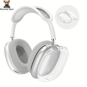 TEMU 에어팟 맥스 투명 이어폰케이스, TPU 소재, 고품질, 내구성 있는 부드러운 보호 커버, 헤드폰용 사포지, 이어폰 액세서리