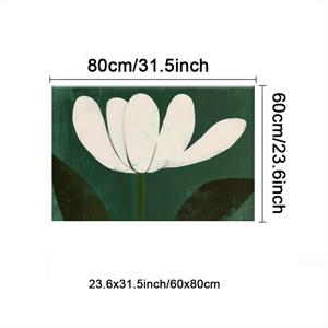 TEMU 1개 액자 현대 추상 캔버스 벽 예술 - 흰 꽃과 녹색 잎 디자인, 짙은 녹색 배경, 나무 프레임, 거실, 침실 또는 홈 오피스를 위한 실내 장식 그림, 침실 아트 피스 | 여름 미학 | 품질 잉크 중형, 대형 캔버스 벽 예술