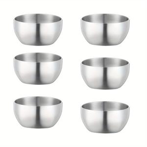 TEMU 6개 스테인레스 스틸 이중벽 보온 접시, 사각형 바닥 금속 접시, 경량 샐러드 접시, 중첩 수프 밀면 접시, 쌀, 면, 식기 세척기 안전, 캠핑, 피크닉, 가족, 레스토랑에 적합