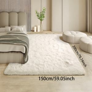 TEMU 럭셔리 크림 플러피 에어 매트 - 노르딕 스타일, 기계제조 폴리에스터, 거실 및 침실에 이상적, 편안한 타타미 또는 베이 창 장식, 추수감사절 및 데이 선물, 편안한 홈 데코 | 플러피 에어 매트 | 부드러운 텍스처 매트, 에어 러그 거실