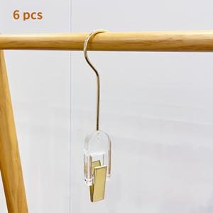 TEMU 3/6pcs 아크릴 금속 후크 클립, 걸이대, 빨래 후크 클립, 스커트 바지 부츠 홀더, 걸이 클립, 휴대용 다기능 걸이대 공간 절약을 위한 청바지, 모자, 수건 (골든) 아크릴 헤어 익스텐션 걸이대 위그 홀더 빨래 걸이대