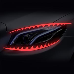 TEMU 2개 상어 아이라이너 자동차 헤드라이트 데칼 반사 비닐 스티커, 쌍의 톱니 모양 아이라이너 스티커 차량용 자체 접착 비닐 데칼 범퍼 스티커