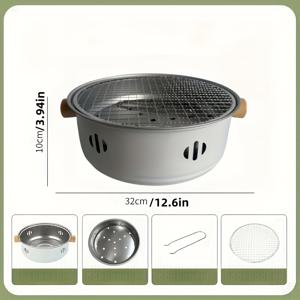 TEMU 4개/1세트, 소형 스테인레스 스틸 연탄 그릴, 그릴 넷 - 넷 리프터, 실내 및 실외 사용을 위한 휴대용 테이블 그릴, 가족 모임, 친구 모임, 캠핑 및 뒷마당 요리, 연탄 그릴, 요리용으로만