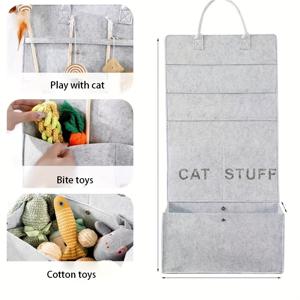 TEMU 1개 펫 장난감 정리함, 구멍 없는 벽걸이형 패드백, 대용량 수납공간 및 세탁 가능, 다목적 고양이와 강아지용, 공간 절약 디자인 거실 또는 침실용