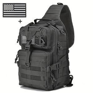 TEMU 미국 국기 패치가 있는 전술 백팩 - 하이킹, 캠핑 및 여행용 대용량 멀티컴파트먼트 데이팩, 내구성 있는 블랙 폴리에스터, 조절 가능한 어깨끈, 다중 포켓, 안전한 지퍼 클로저, 야외 스포츠 장비, 캠핑 기어, 애국적 디자인, 튼튼한 구조