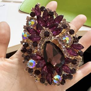 TEMU 에스슈플 빈티지 스타일 고급스러운 보라색 유리 브로치 핀 - 골드톤 세팅과 화려한 컬러 젬스톤, 캐주얼 웨어나 파티용 우아한 여성 패션 액세서리 | 빈티지 브로치 | 골드톤 디테일