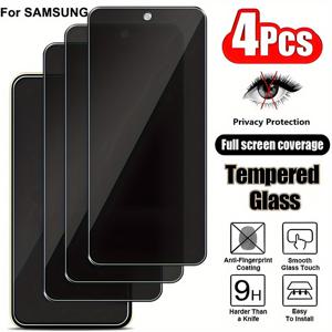 TEMU 삼성 갤럭시 A23 A26 A36 A55 A35 A34 A15 A25 A14 A16 A13 A12 A12s A02 A02s A03s A05 A05s A06 A54 A53 A52 A52s A51 S20fe S21 FE S24 fe용 4in1 풀커버 프라이버시 스크린 보호필름 9H 강화유리 휴대폰 화면보호 필름 세트