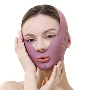 TEMU 휴대용 듀얼 치아 얼굴 리프팅 마스크 - 꽃무늬 프린트, 향수 없는 얼굴 스트레칭 장치, 턱선 및 콧등, 수술 후 및 일상 사용을 위한 인간공학적 디자인, 얼굴 리프팅 마스크, 얼굴 근육 스트레칭, 우아한 도구, 부드러운 질감의 원단