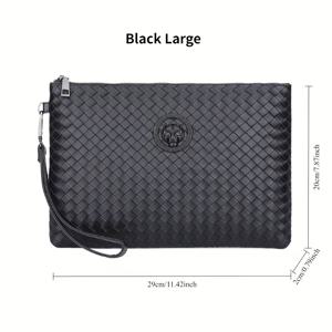 TEMU 신규 남성용 직조 클러치, 대용량, 부드러운 합성,velop, 트렌디 비즈니스 남성용 가방, 합성 재질로