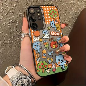 TEMU 오렌지 주스 쿨 모바일 폰 케이스 갤럭시 S25 S24 S23 S22 S21 S20 FE 울트라 플러스 4G 5G 방탄 프로스트 백 커버