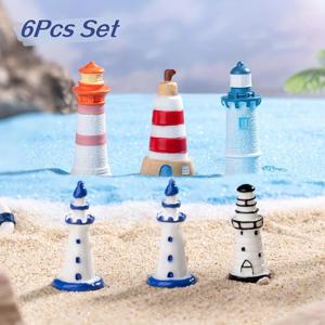 TEMU 지중해 파란색 등대 미니어처 - 해변 다이오라마 모래 장식, 작은 테라리움 액세서리, DIY 바다 테마 공예 선물