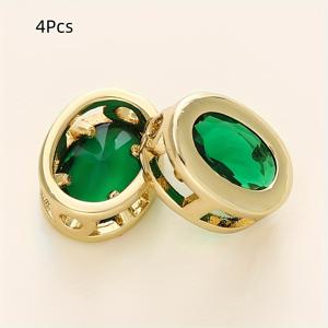 TEMU 4/6개 18K 금도금 황동 타원형 큐보이드 하트 비즈 - 다색 보석 DIY 주얼리 만들기 용품, 팔찌 및 목걸이용 내구성 있는 저자극 공예 비즈, 장식 비즈 디자인, 고품질 공예 재료