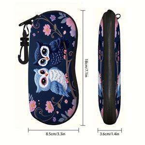 TEMU 1pc 현대 올리브 & 꽃 가든 디자인 네오프렌 안경 케이스 - 안경을 보호하는 안티 드롭 홀더, 가벼우며 내구성이 뛰어난 안경 케이스, 성인용 안경 홀더 | 꽃 올리브 디자인 | 지퍼와 키체인 포함된 저장용품, 안경 케이스