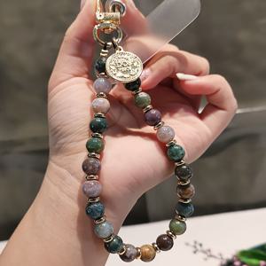 TEMU 트렌디한 블랙, 화이트 & 그린 텍스처드 폰참 - 이어폰/휴대폰(iPhone), 사진기와 백팩용으로 사용되는 체인 장식이 있는 유니버설 랜야드 손목끈