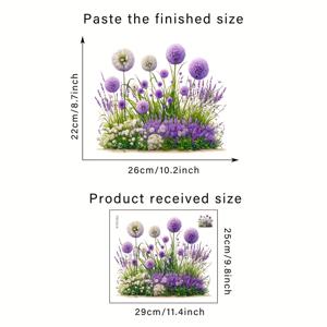 TEMU 1개 보라색 민들레 & 라벤더 꽃무늬 화장실 스티커 - 자체 접착식, 탈부착 가능한 PVC 장식 데칼, 욕실/거실/침실용 - 매트 마감, 양면 투명 디자인