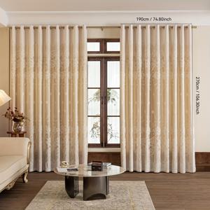 TEMU 유럽 스타일 플로랄 라이트 럭셔리 꽃무늬 커튼 2개 세트, 탑 로프 링 걸이형, 자외선 차단 및 어두운 방막, 침실/거실용, 사무실 장식