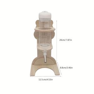 TEMU 햄스터용 목재 물병 스탠드와 125ml 병 및 사료 그릇 - 중력식 위생적 디자인, 내구성 있는 소형 애완동물 물 디스펜서 (햄스터, 저빌, 도마뱀쥐), 쉬운 청소 목재 베이스 , 애완동물 수화 시스템 | 장식용 액세서리 | 쉽게 세척 가능한 재질, 햄스터 물병