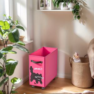 TEMU 만화 곰과 고양이 디자인의 롤링 스토리지 바스켓 - 사무실, 집, 학교용 내구성 있는 천 상자형 오프탑 정리함 (바퀴 4개 포함) - 간식, 책, 문서, 선반 바구니 다목적 사용