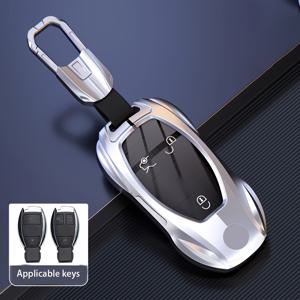 TEMU E클래스, C클래스, GL클래스용 슬릭 블랙 메탈 키 쉘 - 내구성 있는 보호 커버와 인체공학적 디자인, E300L, C260L, C200L, A200L 키 포브에 적합한 럭셔리 자동차 액세서리 | 모던 키 케이스 | 아연 도금 합금 제작