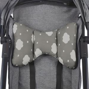 TEMU 1개 자동차 시트 & 유모차용 헤드 서포트 베개 - 가볍고 휴대하기 쉬운 조절 가능한 스트랩, 부드러운 폴리에스터 인체공학적 디자인, 세탁 가능 - 귀여운 구름, 동물 및 꽃무늬 패턴 (그레이/블루) - 유아를 위한 이스터 선물|휴대용유모차