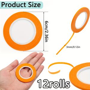 TEMU 드라이 어레이즈 보드, 화이트보드 및 DIY 공예용 컬러 마스킹 테이프 12롤 세트 - 3mm 얇은 멀티컬러 , 표시선 및 예술 프로젝트에 적합한 백보드 액세서리, 간편히 벗겨지는 라벨링용