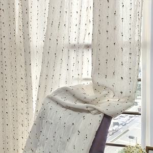 TEMU 신규 프렌치 시어 커튼 - 캔디 자수 디자인, 다기능 로드 설계, 사계절 거실·침실·발코니·식당 장식용