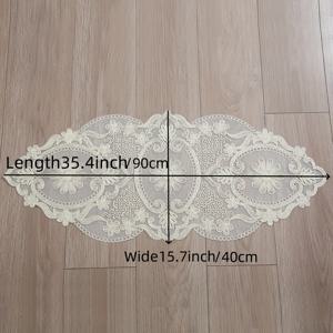 TEMU 1개 베이지 폴리에스터 레이스 테이블 러너 - 우아한 꽃무늬 디자인, 드레서용, 호텔, 카페, 결혼식, 부활절, 크리스마스, 어머니날을 위한 고급 홈 데코, 15.7x35.4인치, 테이블 장식