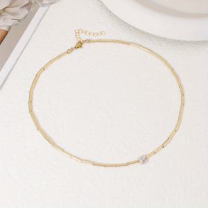 TEMU 1개 여성용 빈티지 구리 비즈 목걸이 - 사각 액센트가 있는 섬세한 레이어드 체인, 일상 & 파티 주얼리, 연중 활용 가능한 패션 액세서리, 귀여운 디자인, 세련된 스타일링, 페스티벌 아이템, 패션 애호가를 위한 우아한 비즈