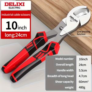 TEMU Delixi 전기 6/8/10 인치 합금 강선 케이블 커터 - 미끄럼 방지 절연 핸들, 전문 전기 작업, 가정 수리, DIY 프로젝트 및 산업용으로 다기능 와이어 스트리퍼 도구