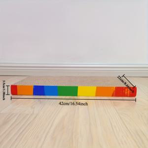 TEMU 1개 내구성 있는 골판지 고양이 스크래처 - 무지개 색상, 지저분하지 않은 발톱 갈기 장난감, 튼튼하고 재미있는 상호작용 플레이 표면, 고양이 장난감