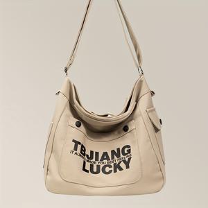 TEMU 2025년 일본 하라주쿠 인스 가을/겨울 남녀공용 두꺼운 캔버스 작업복 크로스바디 백 여성 및 남성용, 한국 스타일 울잉 대용량 숄더 메신저 백, 크로스바디 지갑