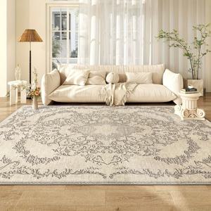 TEMU 부드러운 벨벳 기하학적 지역 매트 - 기계 세탁 가능, 미끄럼 방지, 경량, 스타일 홈 데코, 거실, 침실, 사무실 및 주방용, 베이지 꽃무늬, 다양한 크기 제공, 사무실 지역 매트 | 스타일 매트 | 플러시 폴리에스터 매트, 거실용 러그